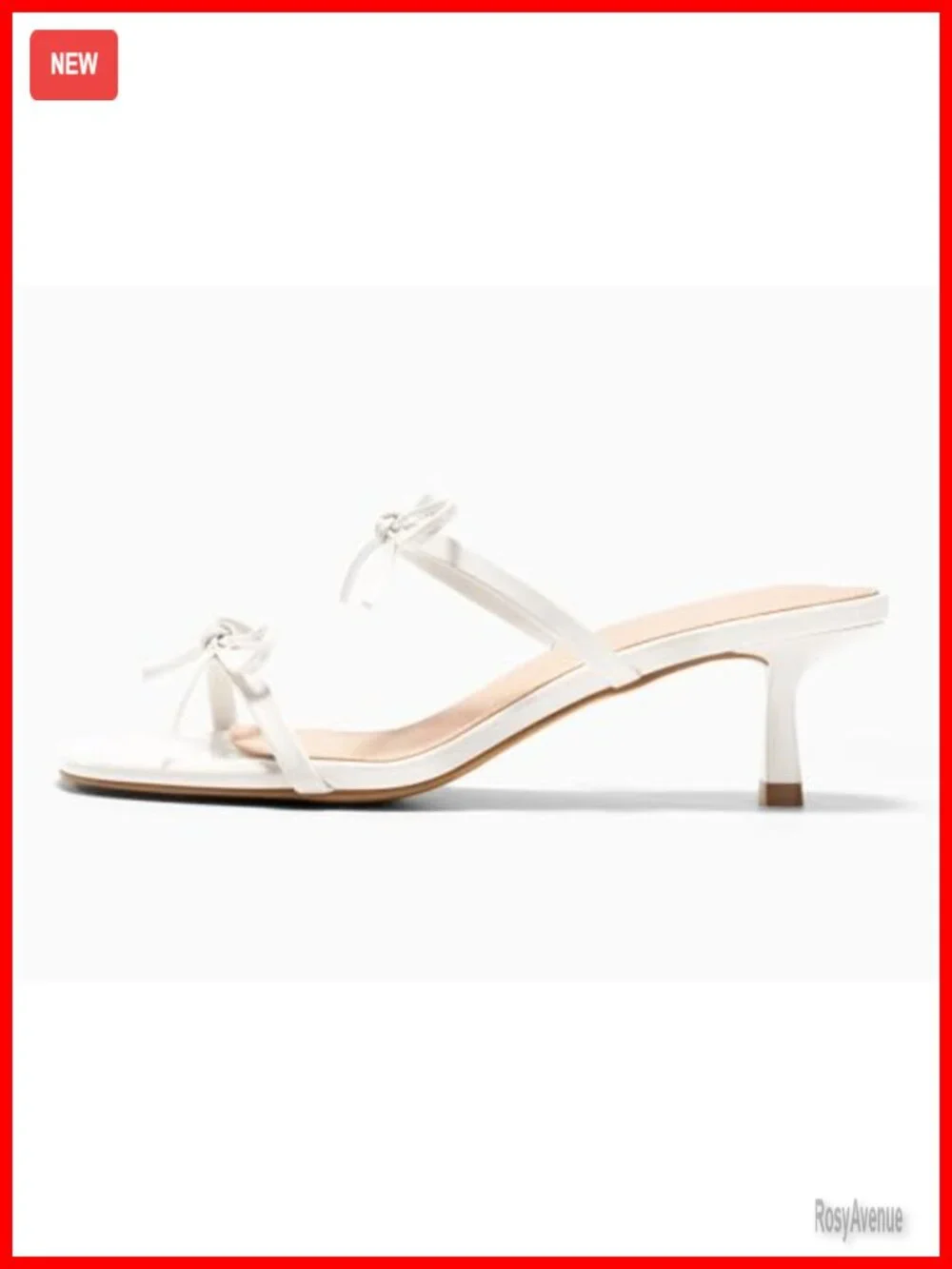 Kitten Heels Sandals Bow Square Open Toe Slides Two Strap Slip On Dress Shoes